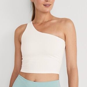 Old Navy White One Shoulder Shelf Bra Athletic Top